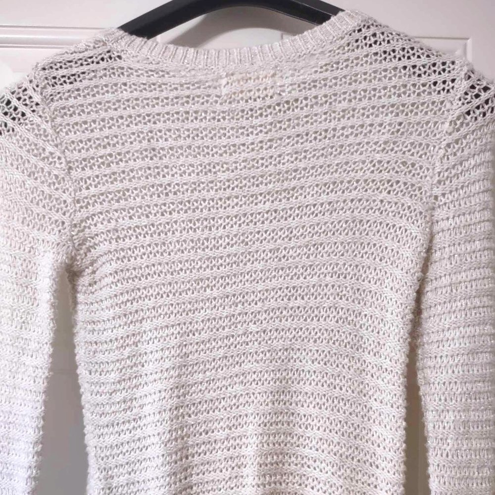 Hollister Cream Sweater with Rhinestone Scattered Flowers